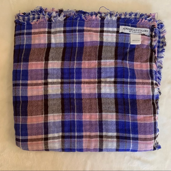 Alex Lehr | American Colors | Reversible Contrast Plaid Scarf | NWOT - Picture 2 of 5